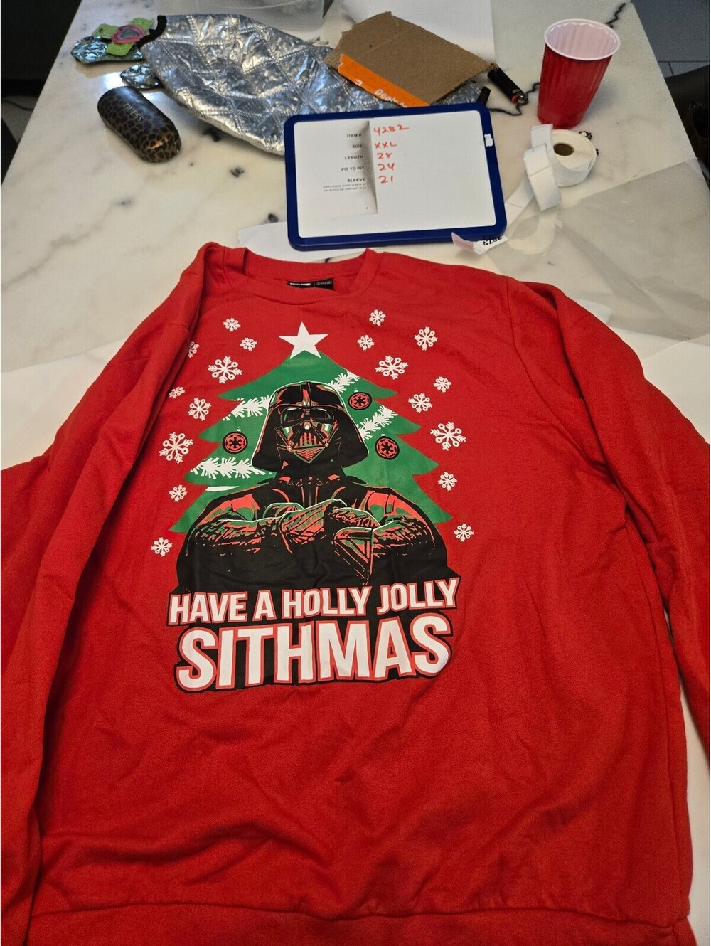 Star Wars XXL Red Holiday Sweatshirt Have a Holly Jolly Sithmas